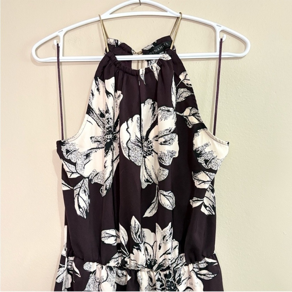 Dynamite Plum & Cream Halter Cocktail Mini Dress – Size XS Like New - Picture 3 of 12
